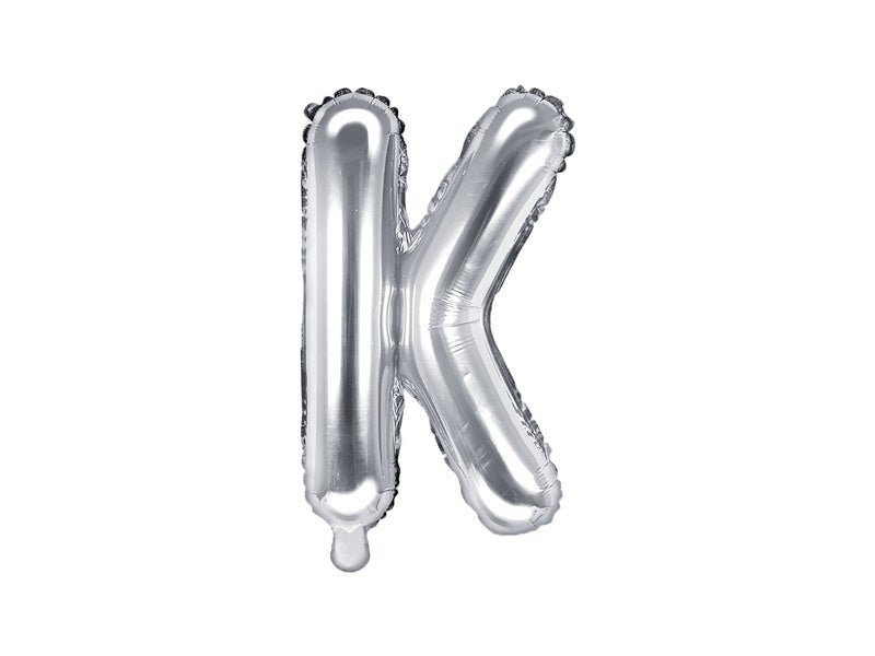 Folie Ballon Letter K Zilver Leeg 35cm van Partydeco koop je bij Partywinkel