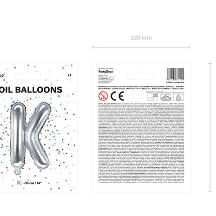 Folie Ballon Letter K Zilver Leeg 35cm van Partydeco koop je bij Partywinkel