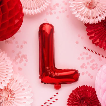 Folie Ballon Letter L Rood Leeg 35cm van Partydeco koop je bij Partywinkel
