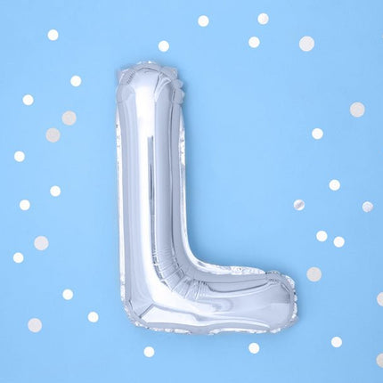 Folie Ballon Letter L Zilver Leeg 35cm van Partydeco koop je bij Partywinkel