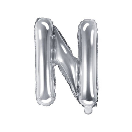 Folie Ballon Letter N Zilver Leeg 35cm van Partydeco koop je bij Partywinkel