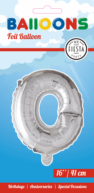 Folie Ballon Letter O Zilver 41cm met Rietje van WeFiesta koop je bij Partywinkel