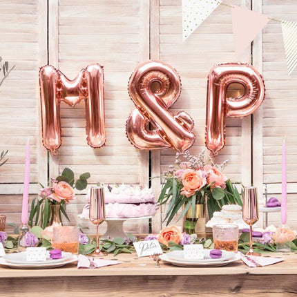 Folie Ballon Letter P Rose Goud Leeg 35cm van Partydeco koop je bij Partywinkel