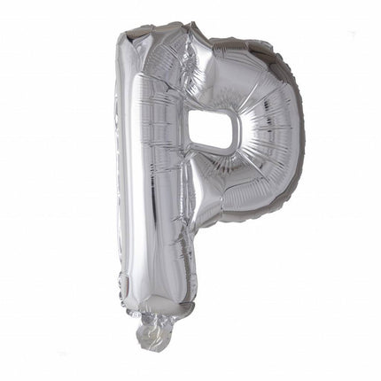 Folie Ballon Letter P Zilver 41cm met Rietje van WeFiesta koop je bij Partywinkel