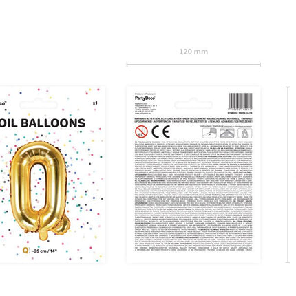 Folie Ballon Letter Q Goud Leeg 35cm van Partydeco koop je bij Partywinkel