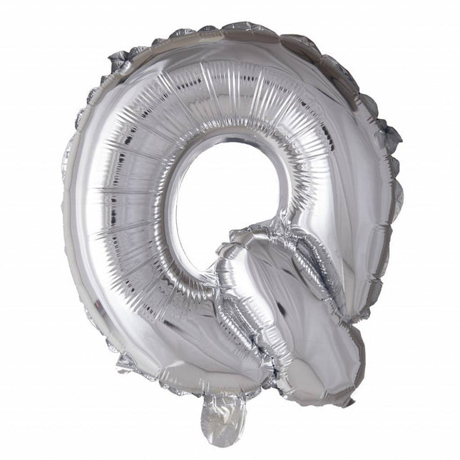 Folie Ballon Letter Q Zilver XL 102cm leeg van WeFiesta koop je bij Partywinkel