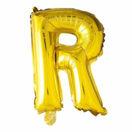 Folie Ballon Letter R Goud 41cm met Rietje van WeFiesta koop je bij Partywinkel