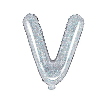 Folie Ballon Letter V Holografisch Leeg 35cm van Partydeco koop je bij Partywinkel