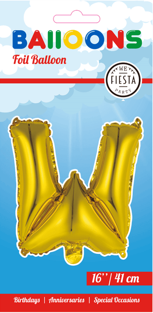 Folie Ballon Letter W Goud 41cm met Rietje van WeFiesta koop je bij Partywinkel