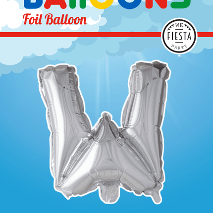 Folie Ballon Letter W Zilver XL 102cm leeg van WeFiesta koop je bij Partywinkel