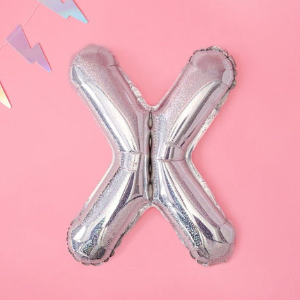 Folie Ballon Letter X Holografisch Leeg 35cm van Partydeco koop je bij Partywinkel