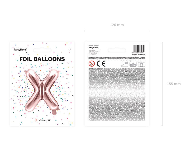 Folie Ballon Letter X Rose Goud Leeg 35cm van Partydeco koop je bij Partywinkel