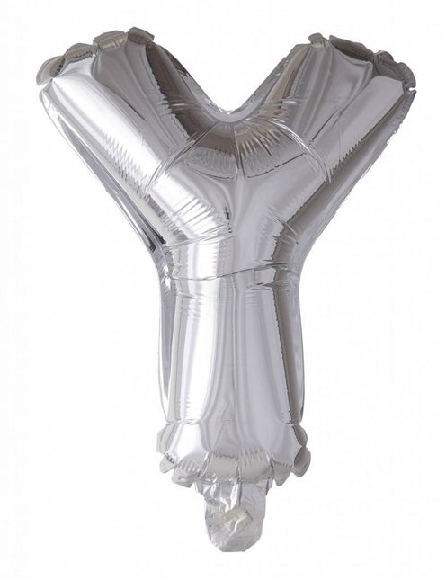 Folie Ballon Letter Y Zilver XL 102cm leeg van WeFiesta koop je bij Partywinkel