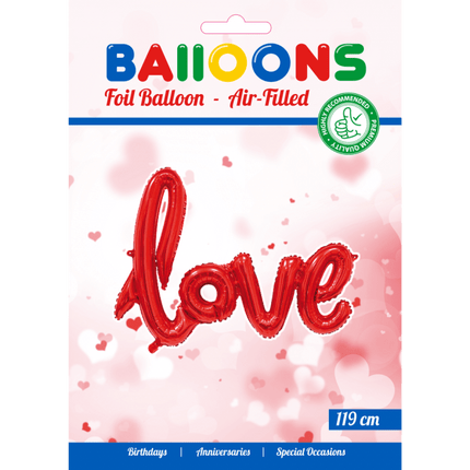Folie Ballon Love Rood 1,19m leeg van WeFiesta koop je bij Partywinkel