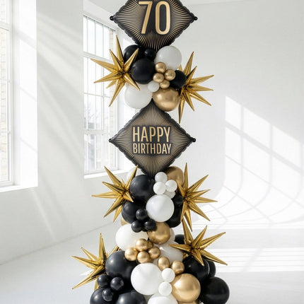 Folie Helium Ballon 70 Jaar Zwart Goud 46cm Leeg van Partydeco koop je bij Partywinkel