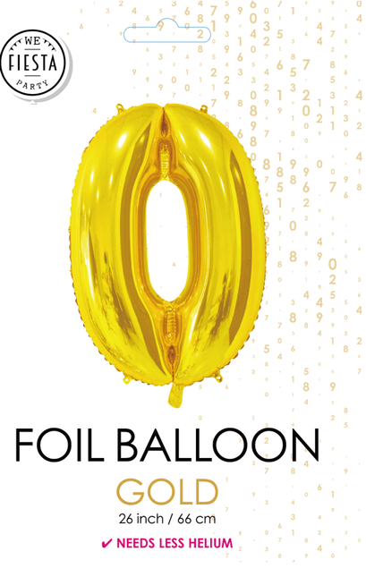 Folieballon Cijfer 0 Goud 66cm van WeFiesta koop je bij Partywinkel