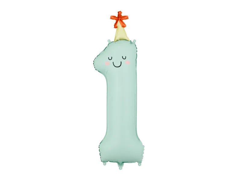Folieballon Cijfer ''1'', 86 cm, mintgroen van Partydeco koop je bij Partywinkel