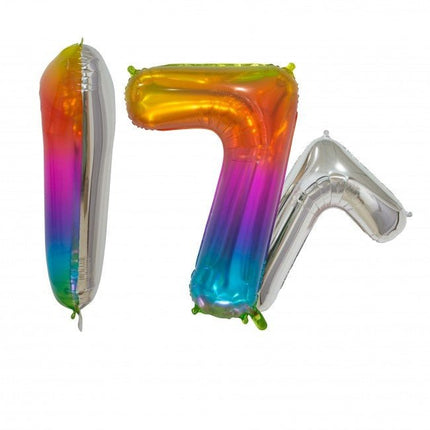Folieballon Cijfer 7 Regenboog Transparant 66cm van WeFiesta koop je bij Partywinkel