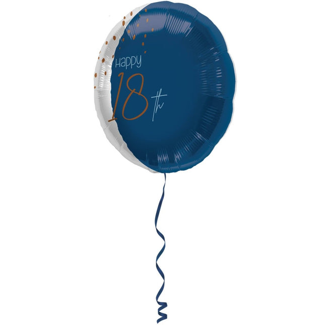 Folieballon Elegant True Blue 18 Jaar - 45cm van Folat koop je bij Partywinkel