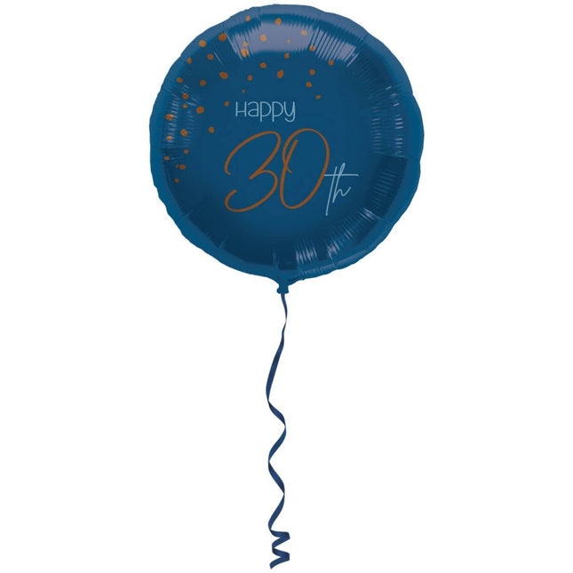 Folieballon Elegant True Blue 30 Jaar - 45cm van Folat koop je bij Partywinkel