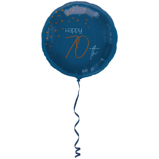 Folieballon Elegant True Blue 70 Jaar - 45cm van Folat koop je bij Partywinkel