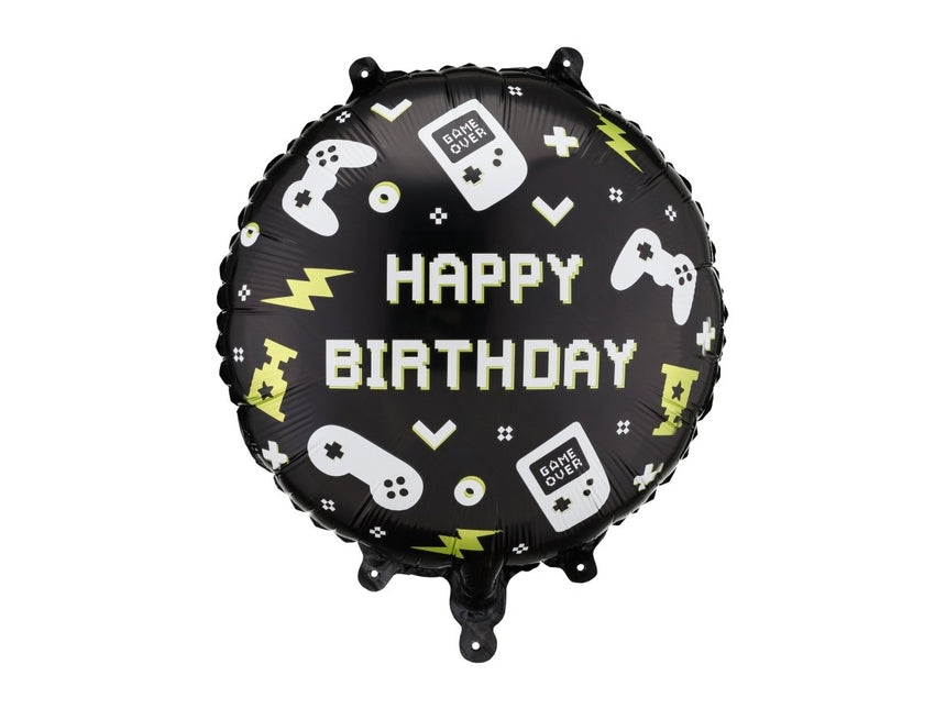 Folieballon Game Happy Birthday, 35x35 cm, mix van Partydeco koop je bij Partywinkel