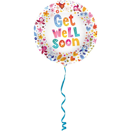 Folieballon Get Well Soon Bloemen - 45cm van Folat koop je bij Partywinkel