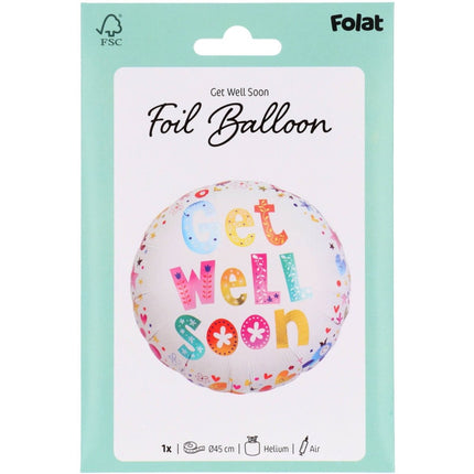 Folieballon Get Well Soon Bloemen - 45cm van Folat koop je bij Partywinkel