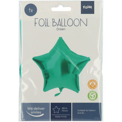 Folieballon Stervormig Groen Metallic Mat - 45 cm van Folat koop je bij Partywinkel