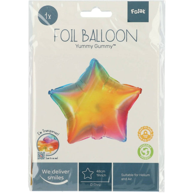 Folieballon Stervormig Yummy Gummy Rainbow - 45 cm van Folat koop je bij Partywinkel