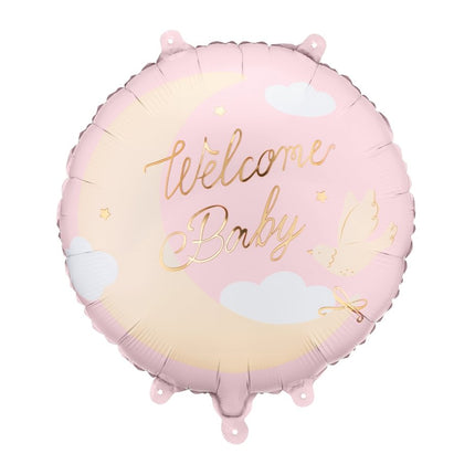Folieballon ‘Welkom thuis’, 35 x 35 cm, lichtroze van Partydeco koop je bij Partywinkel