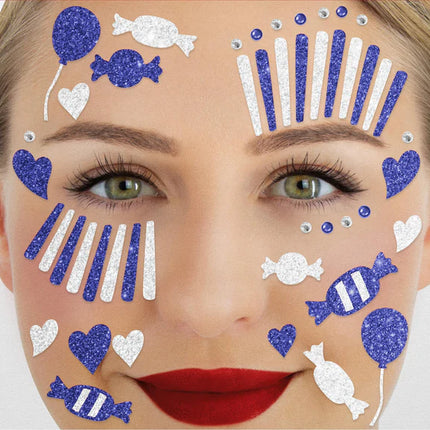 Autocollants de visage blanc et bleu : clown