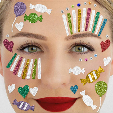 Autocollants pour le visage « Arc-en-ciel » Clown
