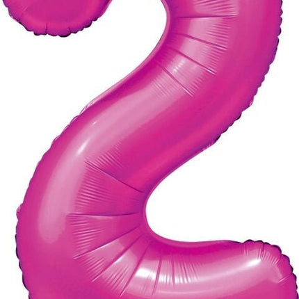 Fuchsia Cijfer Ballon 2 Jaar Glans 86cm van WeFiesta koop je bij Partywinkel