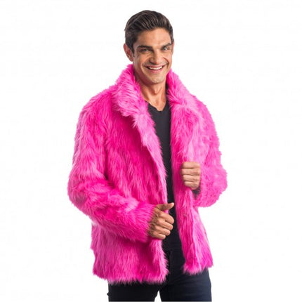 Manteau en fausse fourrure fuchsia