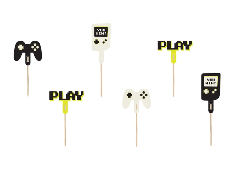 Gaming Party Cupcake Toppers 10,5cm 6st van Partydeco koop je bij Partywinkel