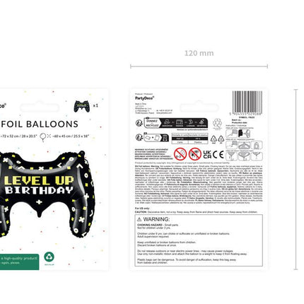 Gaming Party Helium Ballon Leeg 60cm van Partydeco koop je bij Partywinkel