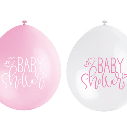 Geboorte Ballonnen Baby Shower Roze 25cm 10st van Unique koop je bij Partywinkel