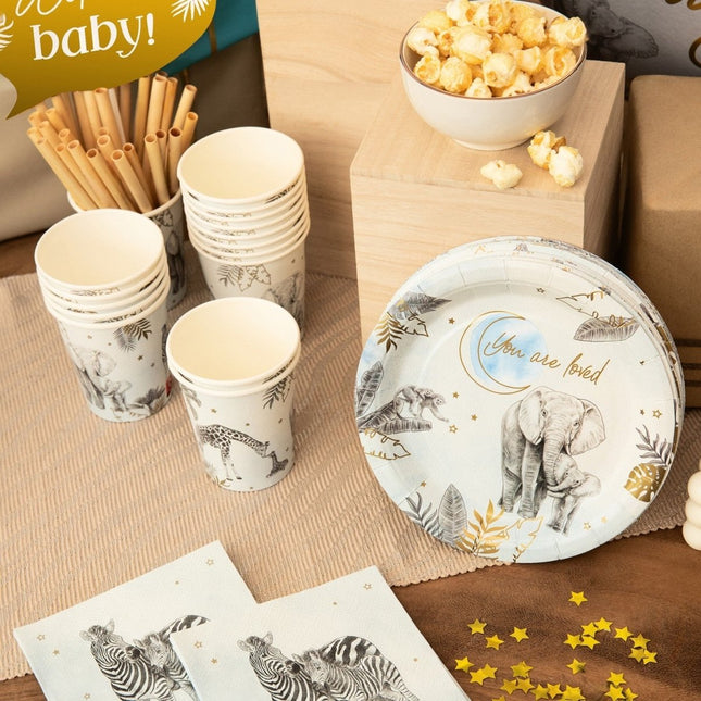 Geboorte Bekers Blauw Safari 250ml van Haza Witbaard koop je bij Partywinkel