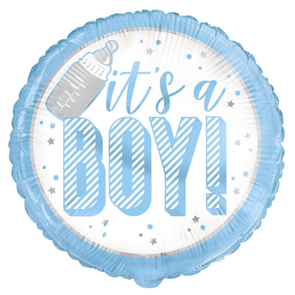 Geboorte Helium Ballon It's A Boy Blauw 45cm leeg van Unique koop je bij Partywinkel