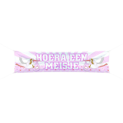 Geboortevlag Meisje XL 1,8m - Partywinkel - 8714572092791