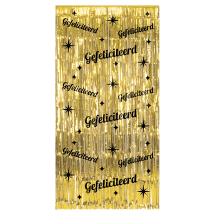 Gefeliciteerd Deurgordijn Goud 2m - Partywinkel - 8716764246814