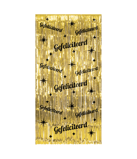Gefeliciteerd Deurgordijn Goud 2m - Partywinkel - 8716764246814