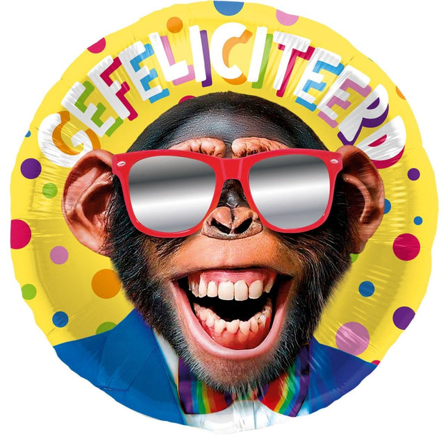 Gefeliciteerd Helium Ballon Aap Leeg 45cm van Folat koop je bij Partywinkel