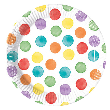 Gekleurde Borden Stippen 20cm 8st van Procos koop je bij Partywinkel