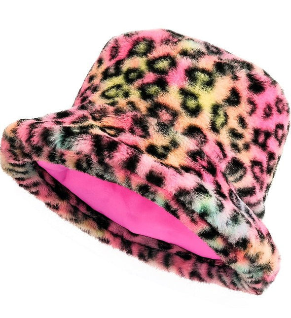 Gekleurde Bucket Hat Panterprint Pluche van Widmann koop je bij Partywinkel