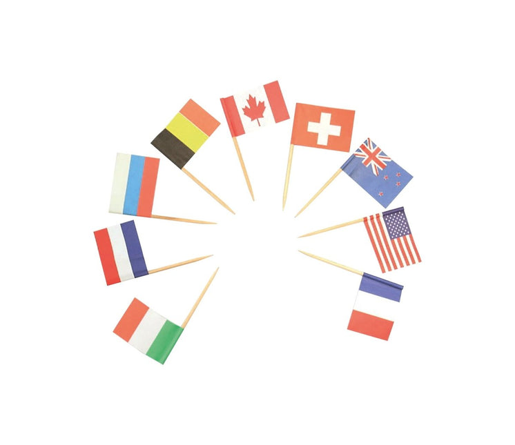 Gekleurde Cocktailprikkers Landen 24st van Procos koop je bij Partywinkel