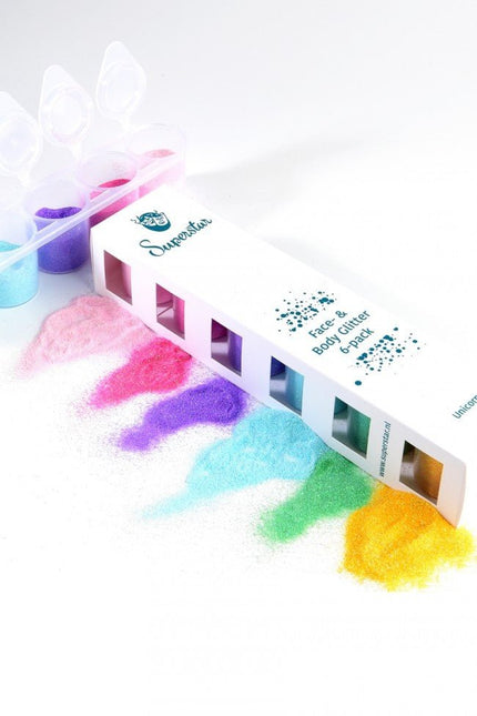 Gekleurde Glitters Unicorn Fine 6st van Superstar koop je bij Partywinkel