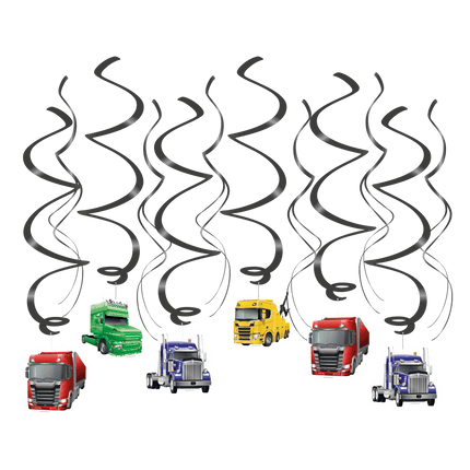 Gekleurde Hangdecoratie Trucks 70cm van Paper Dreams koop je bij Partywinkel