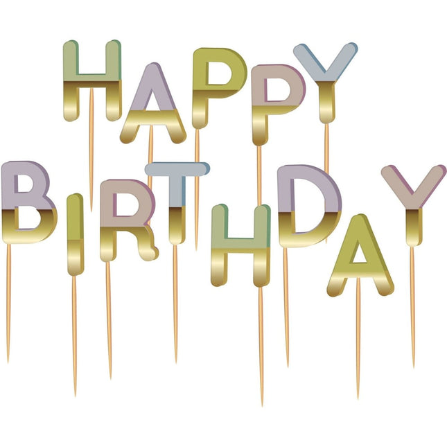 Gekleurde Happy Birthday Kaarsen Pastel van Folat koop je bij Partywinkel